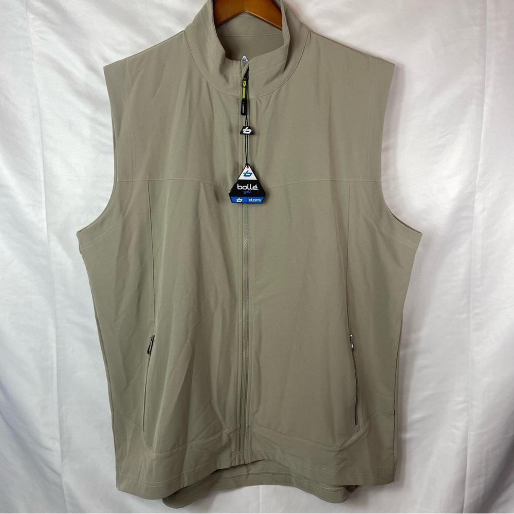 NWT Full Zip Men's Bolle Storm Golf Vest With Pockets Size L Large Tan